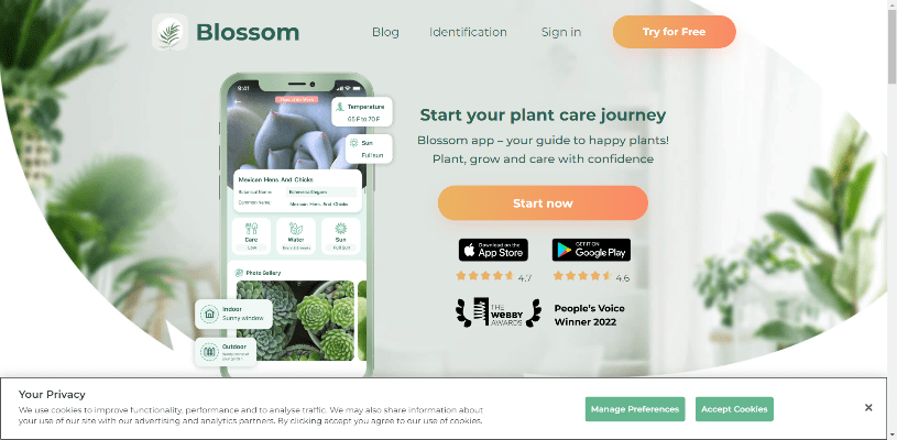 blossom plant care app